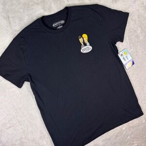 Beavis and Butt-Head Men's Graphic T-Shirt Sz L Black Embroidered Logo Cartoon